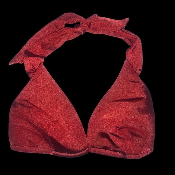 Red Small LaPerla 2 pc Sexy Brief Bikini Halter Top Rhinestone Detail Tie Side - Picture 2 of 4